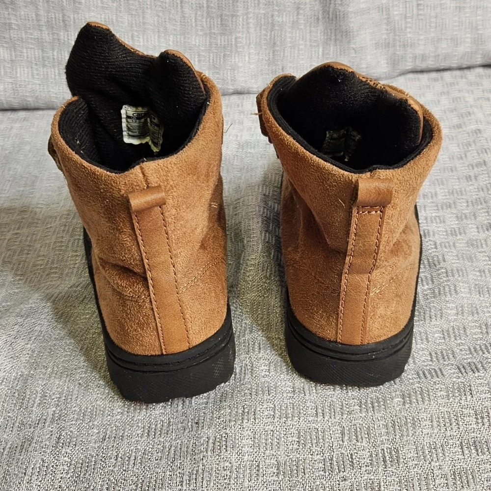 Carters Kids Size‎ 12 Fox Boots Brown Suede/ Man Made Textile